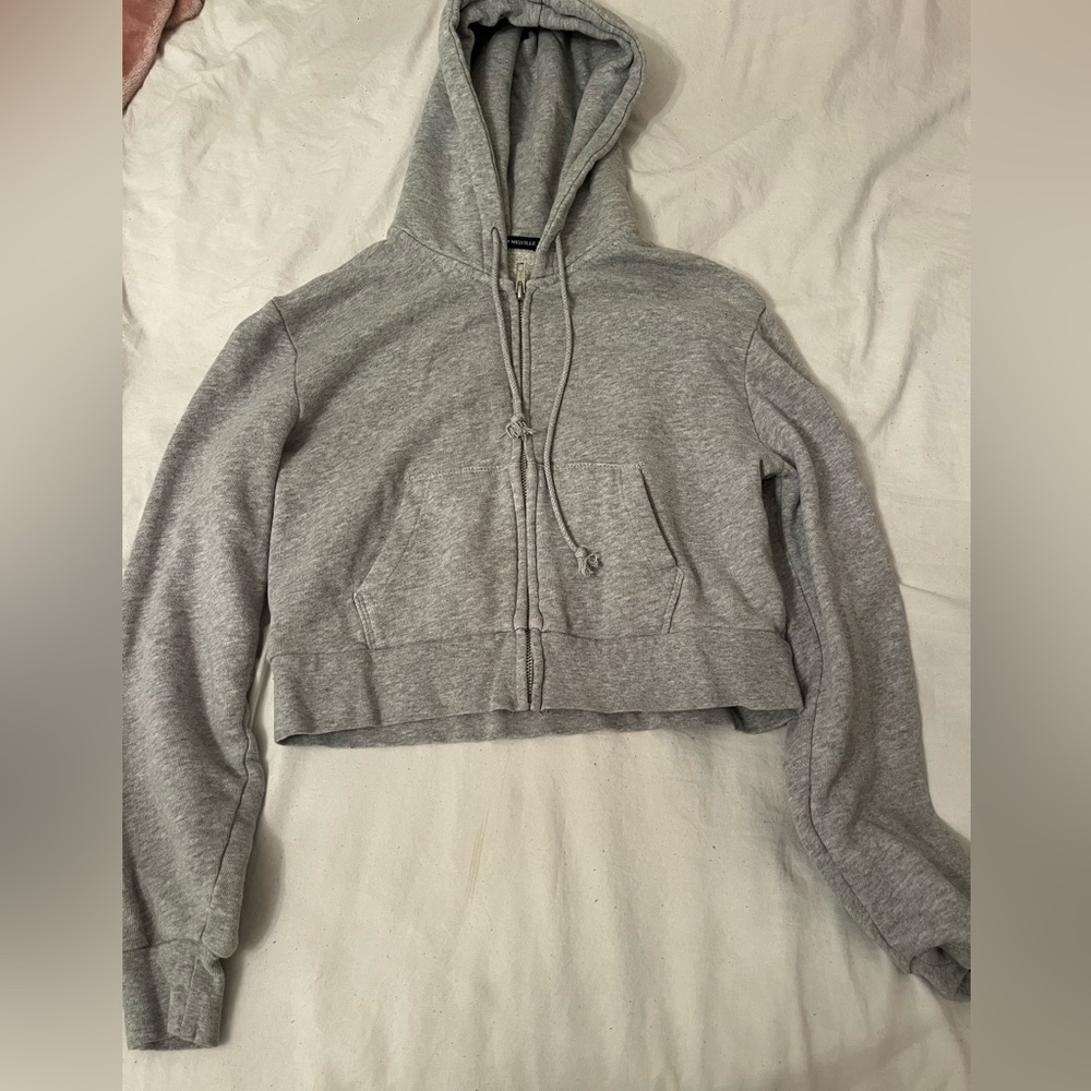 brandy melville zip up hoodie light gray